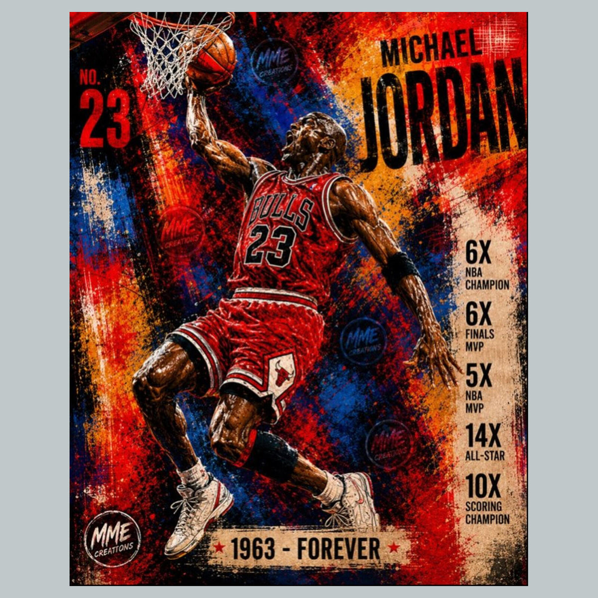 2604 Michael Jordan 'The GOAT' Zoom Art Series 8X10 Giclée Print BKL
