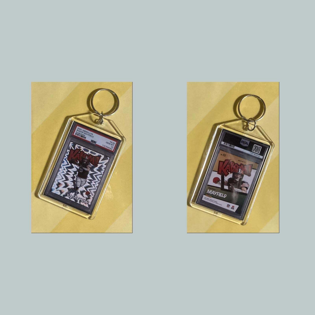 3783 Baker Mayfield 2021 Panini Absolute Kaboom Custom Hand Made Keychain