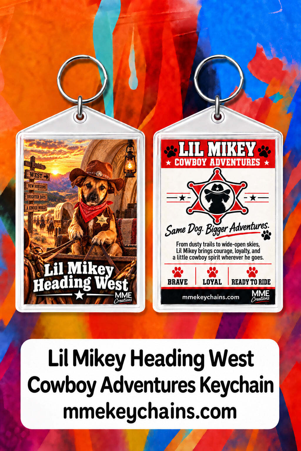 4845 Personalized Pet Pics Keychain Turn Your Dog Into a Cowboy – Heading West