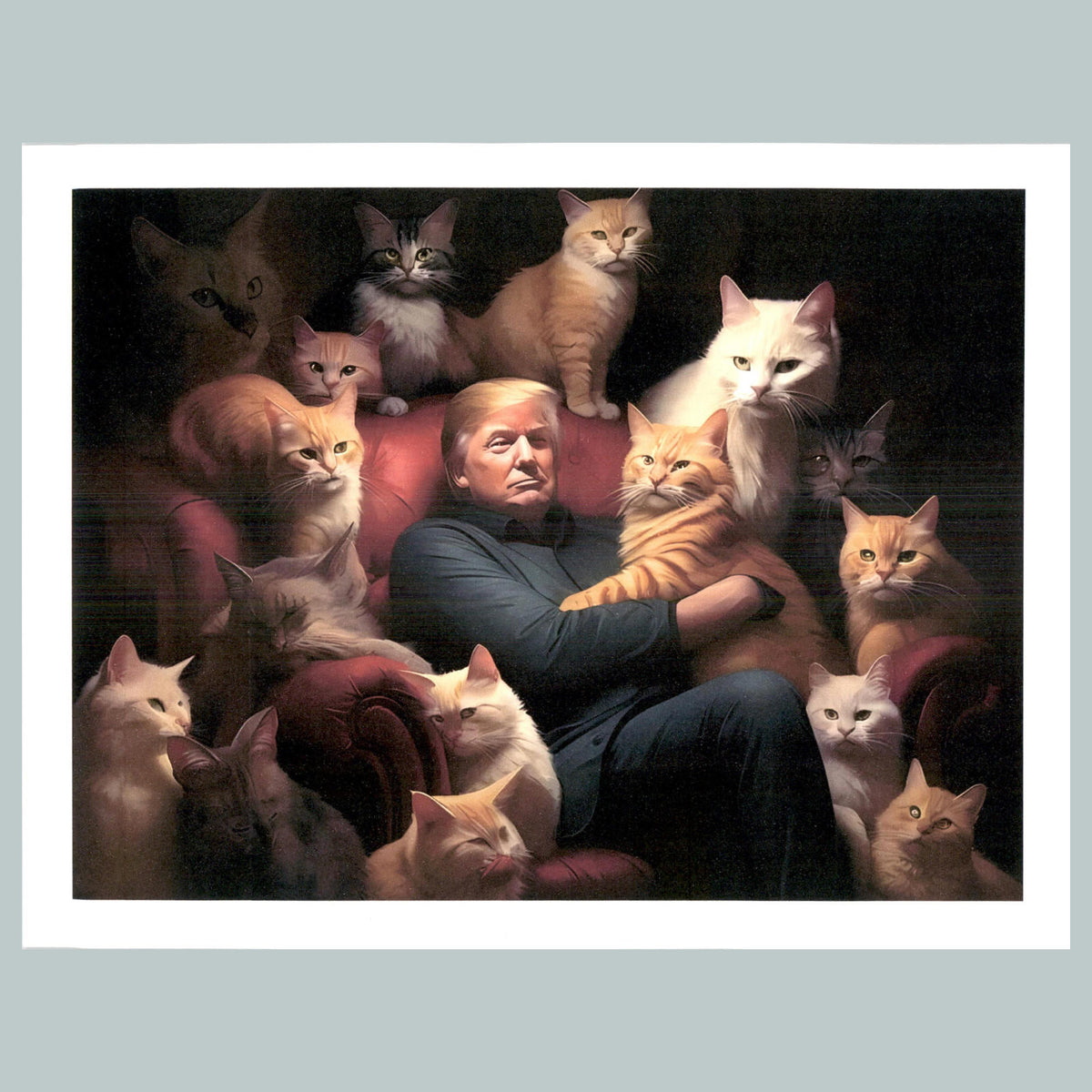 0192 P -8X10 Trump Sitting With Many Cats Glossy Photo Fast-Secure Shipping MS