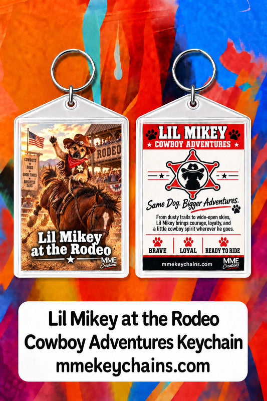 4842 Personalized Pet Pics Keychain Turn Your Dog Into a Cowboy – At The Rodeo