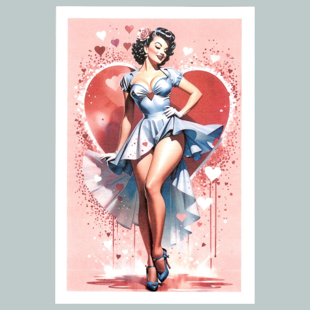 0329 P -8X10 Pinup Pink Heart Glossy Photo Fast-Secure Shipping MS