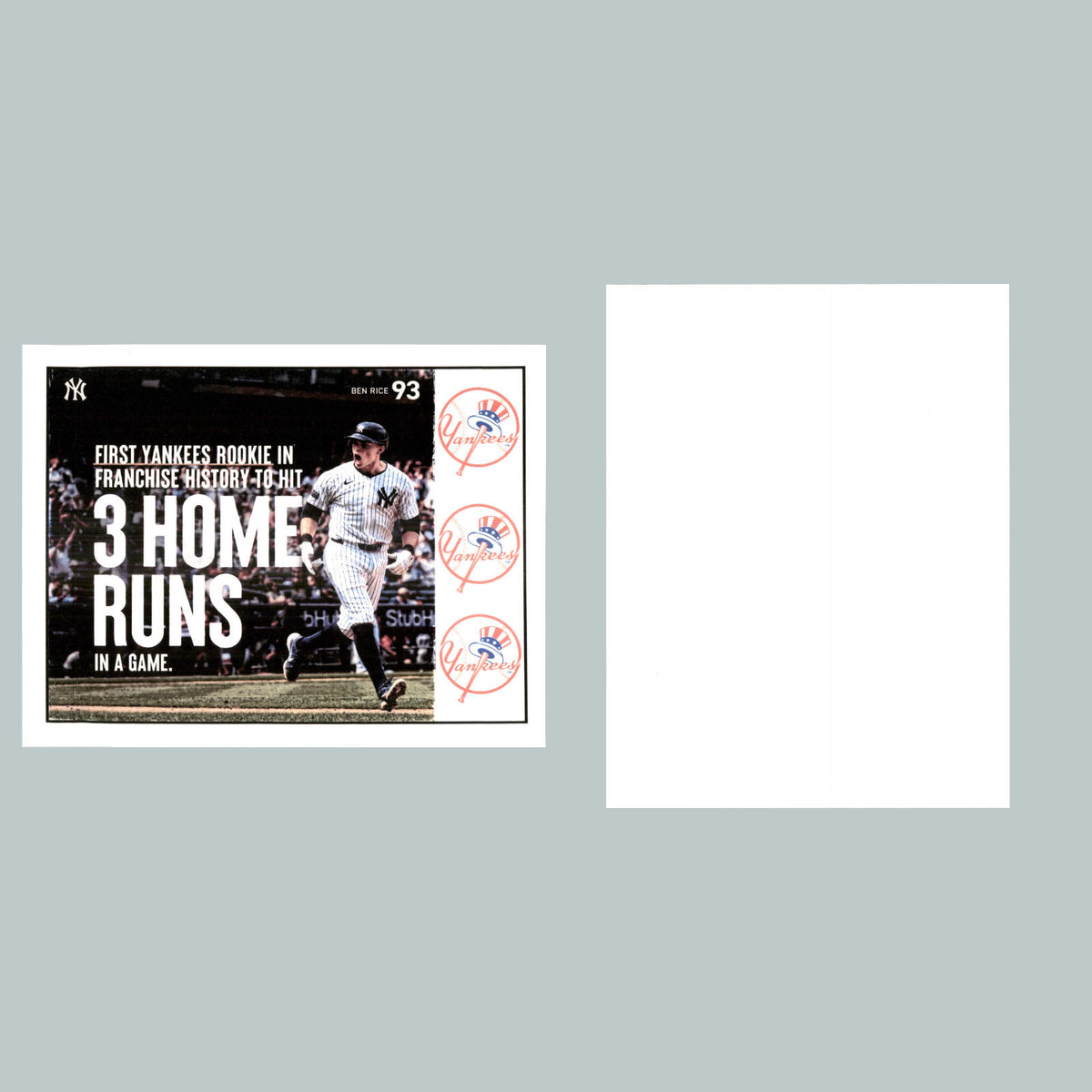 0073 P -8X10 Ben Rice 3hr-With 3 Yankee Logos Glossy Photo Fast Ship BBL