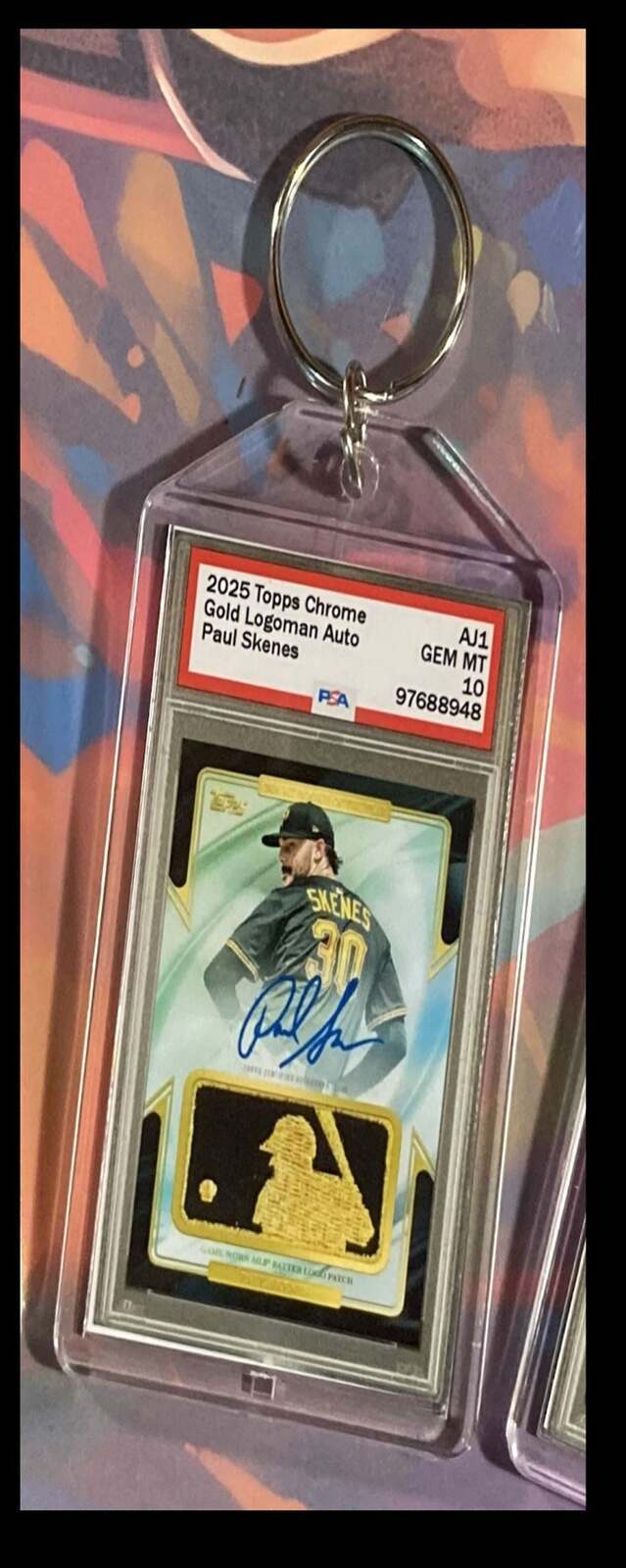 3372 Paul Skenes 2025 Topps Chrome Gold Logoman Auto Custom Novelty Keychain