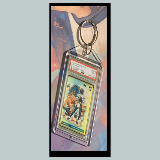 3425 Tom Brady 2021 Panini Donruss Optic Downtown Gold Custom Novelty Keychain