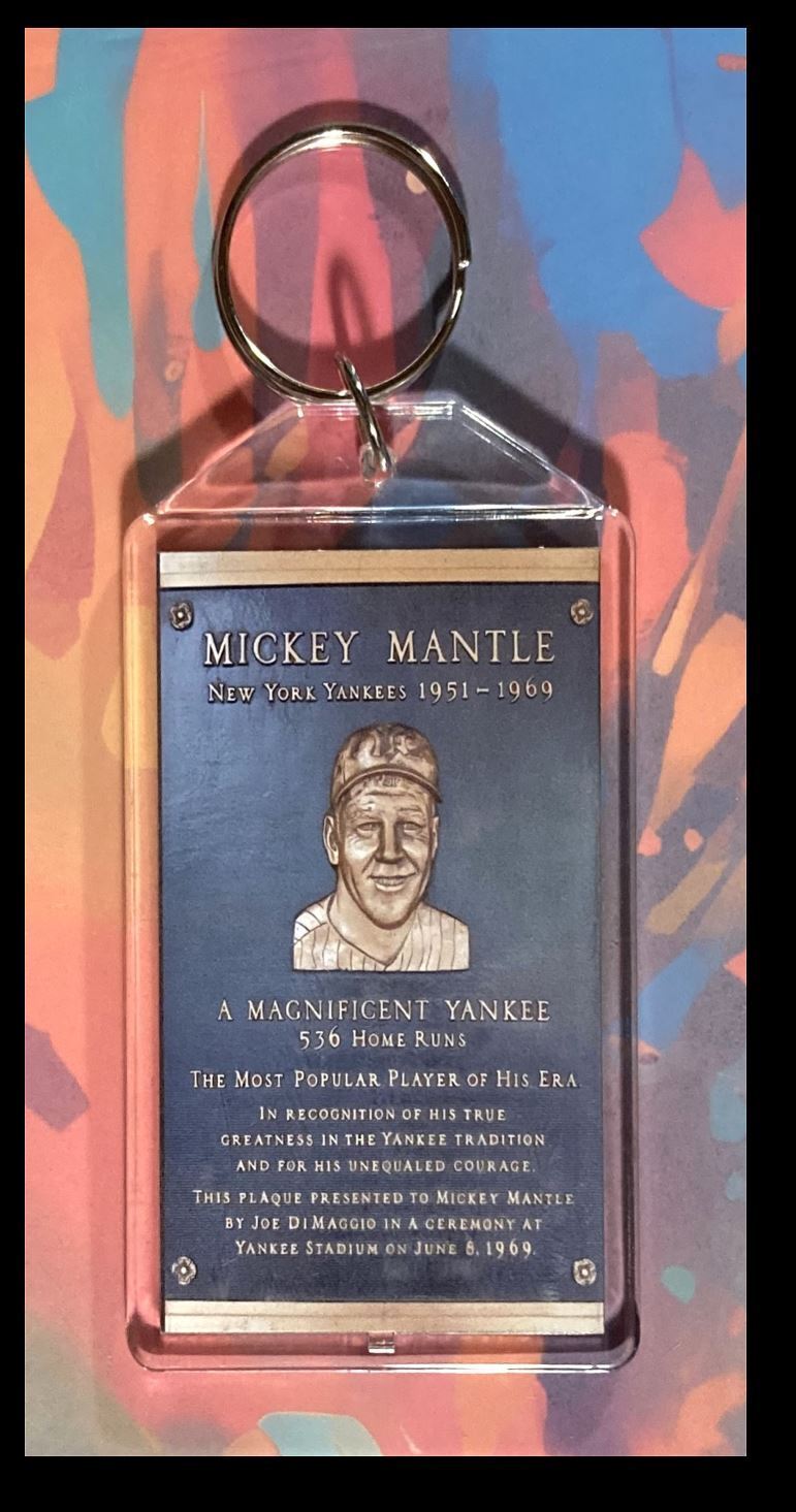 3281 Mickey Mantle Yankee Stadium Plaque-Custom Keychain-Double Sided Photo