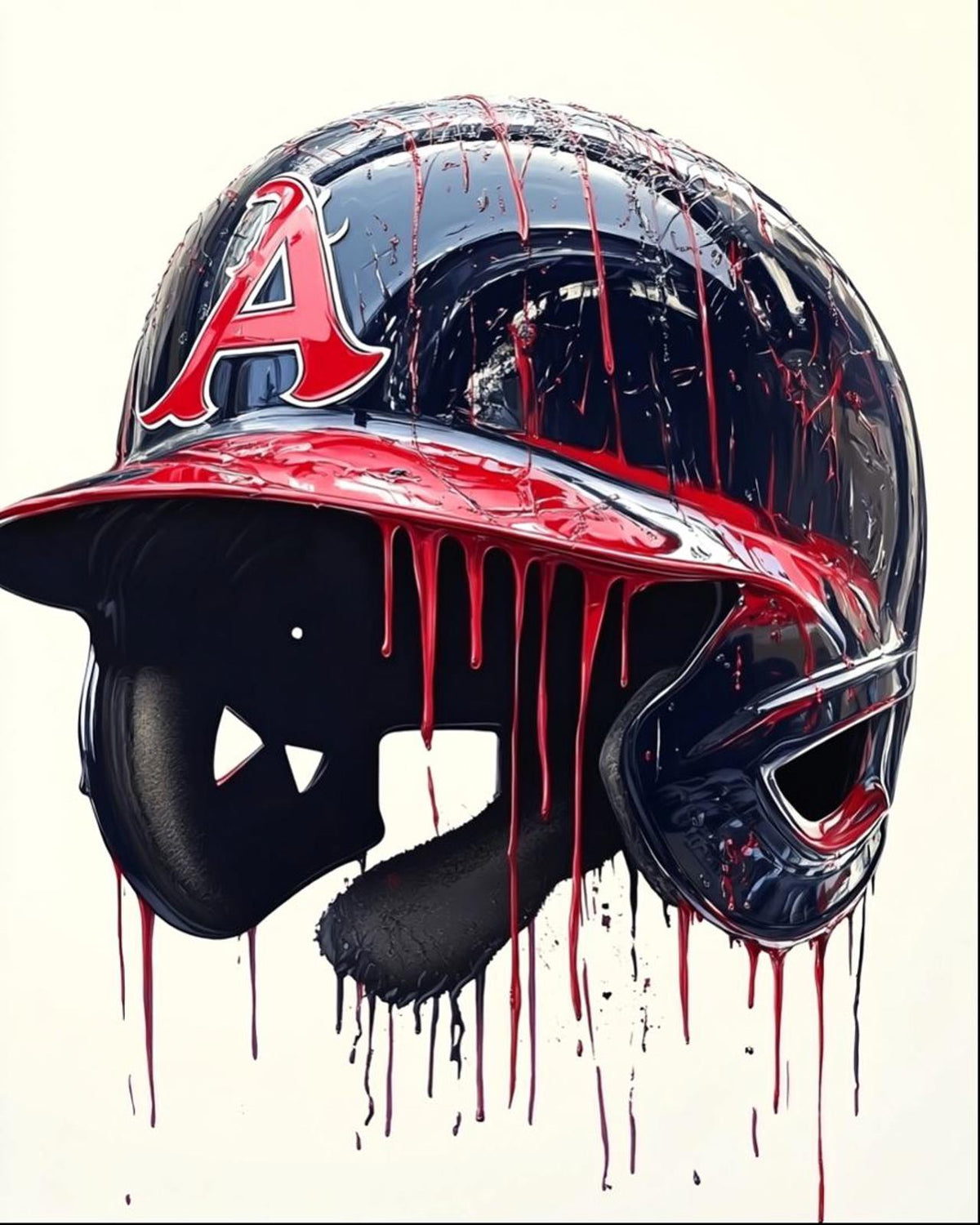 0859 8x10 Glossy Photo Atlanta Braves Drip Helmet Fast Shipping BBL