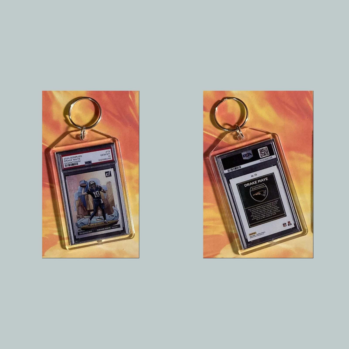 3716 Drake Maye 2024 Donruss Downtown Custom Hand Made Keychain