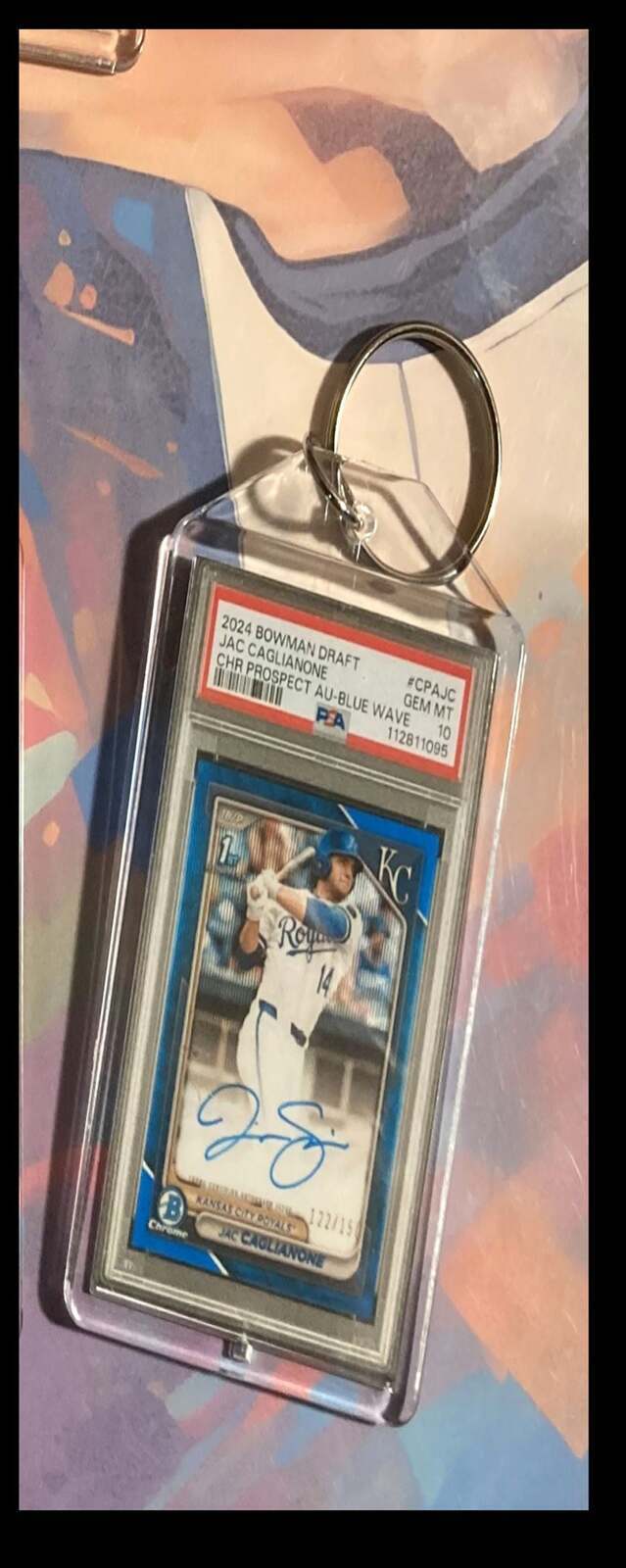 3223 Jac Caglianone 2024 Bowman Draft Blue Wave Auto  Keychain