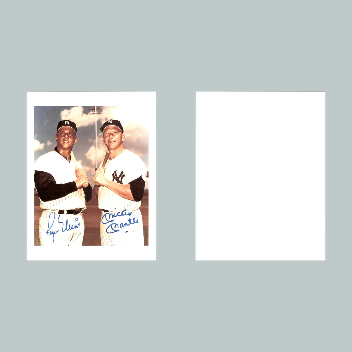 0102 P -8X10 Mickey Mantle and Roger Maris-Fac Autos Glossy Photo BBL