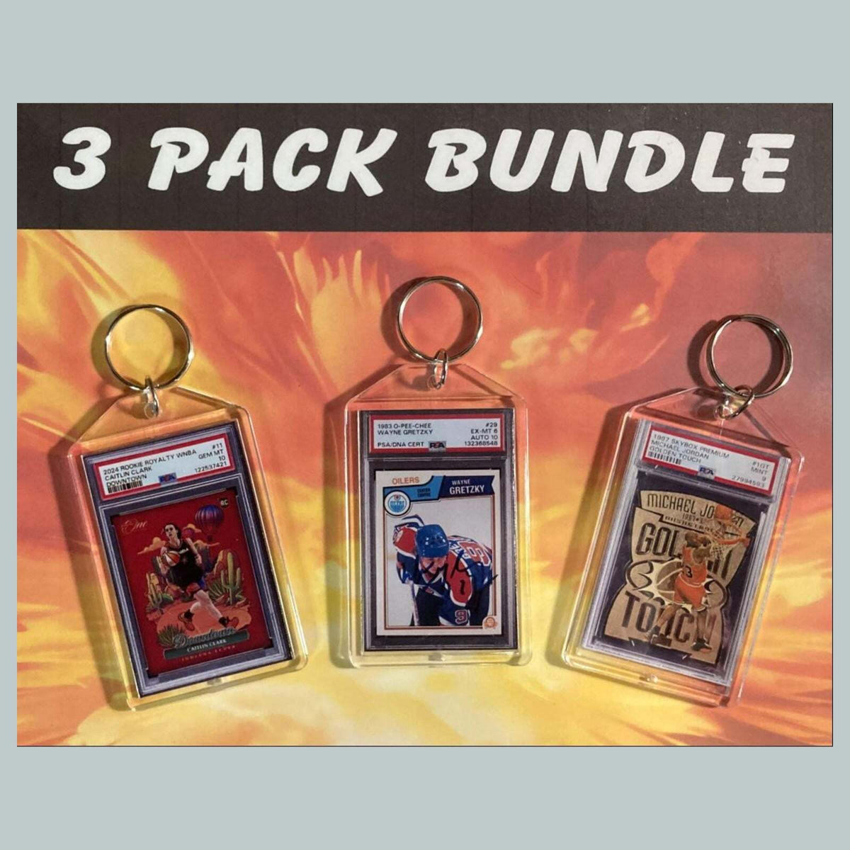 3644B Caitlin Clark-Gretzky Auto-Jordan 3 Pack Custom Hand Made Keychain