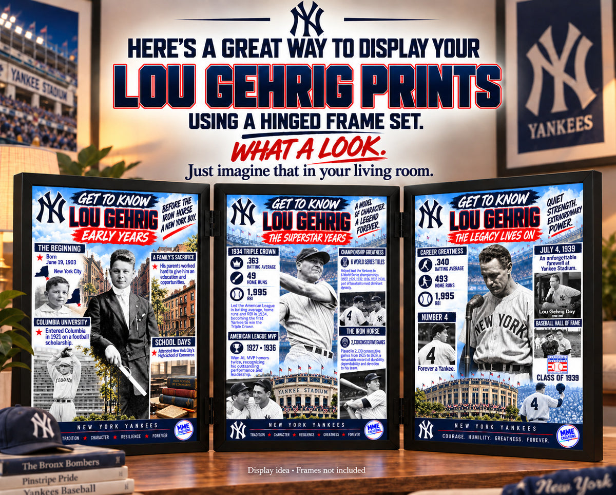 9999 Lou Gehrig Get to Know Series 3-Print Bundle 3 8x10 Glossy Prints