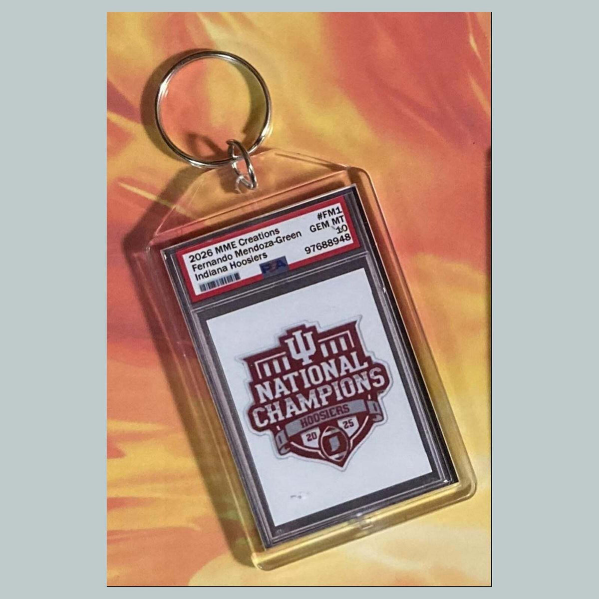 3752 Fernando Mendoza Green Shimmer Custom Hand Made Keychain