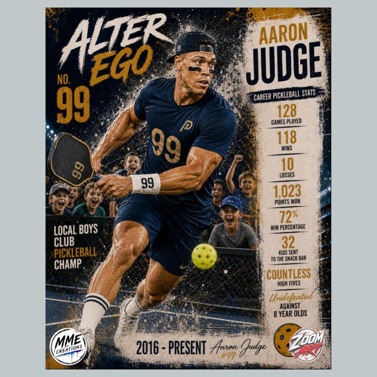 2821 Aaron Judge /25 Alter Ego Pickleball What If? Zoom Art 8X10 Print  To _/25