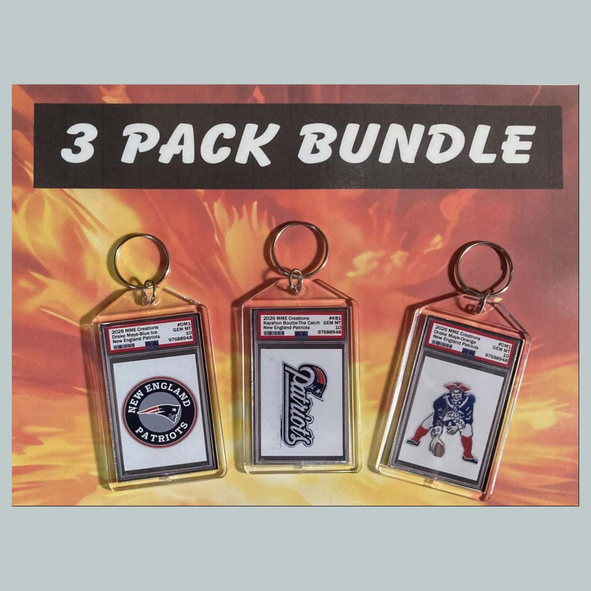 3760B Drake Maye-Kayshon Boutte 3 Pack Bundle Custom Hand Made Keychains