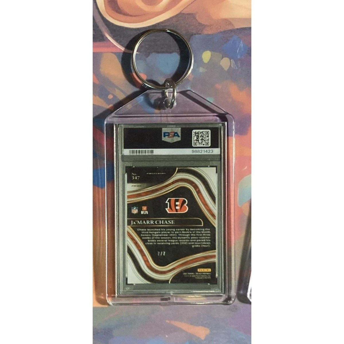 3269 Ja'Marr Chase 2021 Panini Select Neon Orange Pulsar Prizm Novelty Keychain