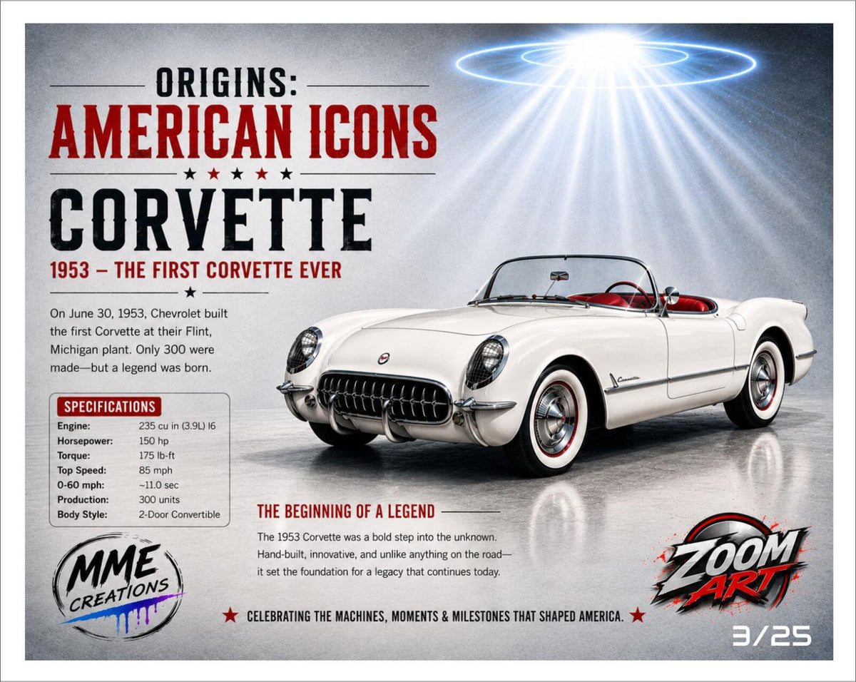 2680 Origins: American Icons  — 1953 Corvette Limited Edition /25 Giclée Print