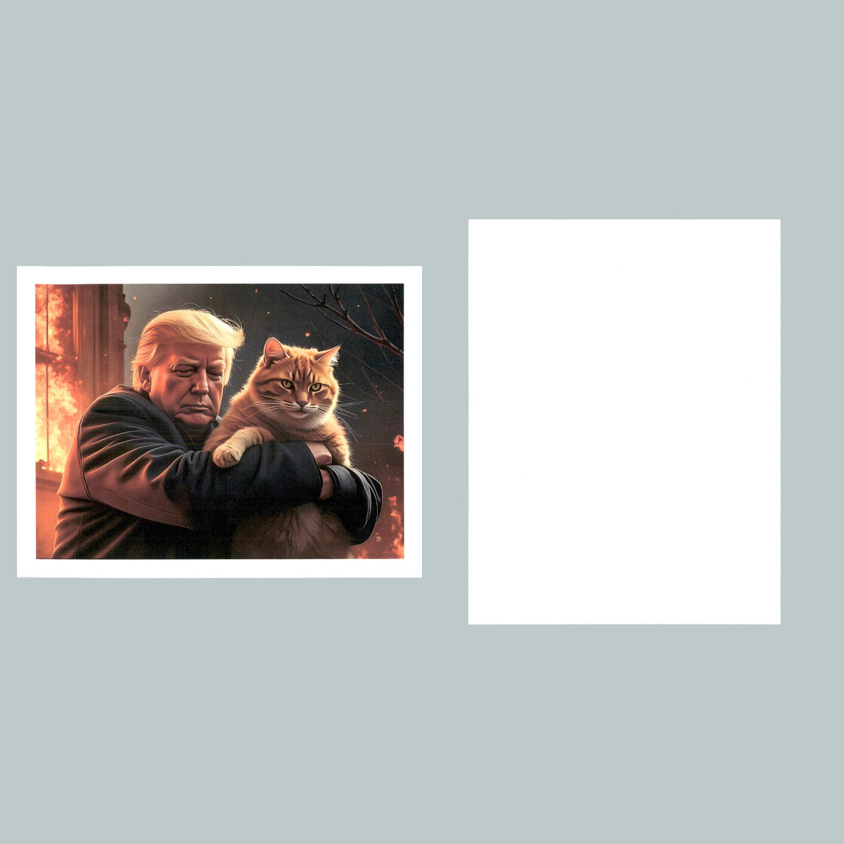 0184 P -8X10 Trump with 1 Cat Fire Glossy Photo Fast-Secure Shipping
