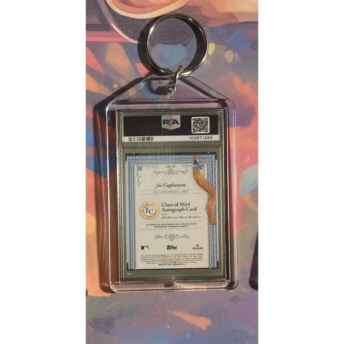 3202 Jac Caglianone 2024 Bowman Draft Class of 2024 Red Auto Novelty Keychain