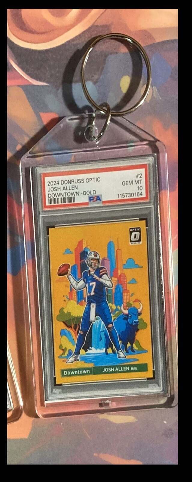 3243 Josh Allen 2024 Panini Donruss Downtown Gold  Keychain