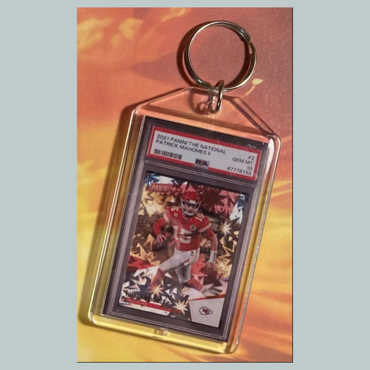 3619 Patrick Mahomes 2021 Panini The National Kaboom Custom Keychain