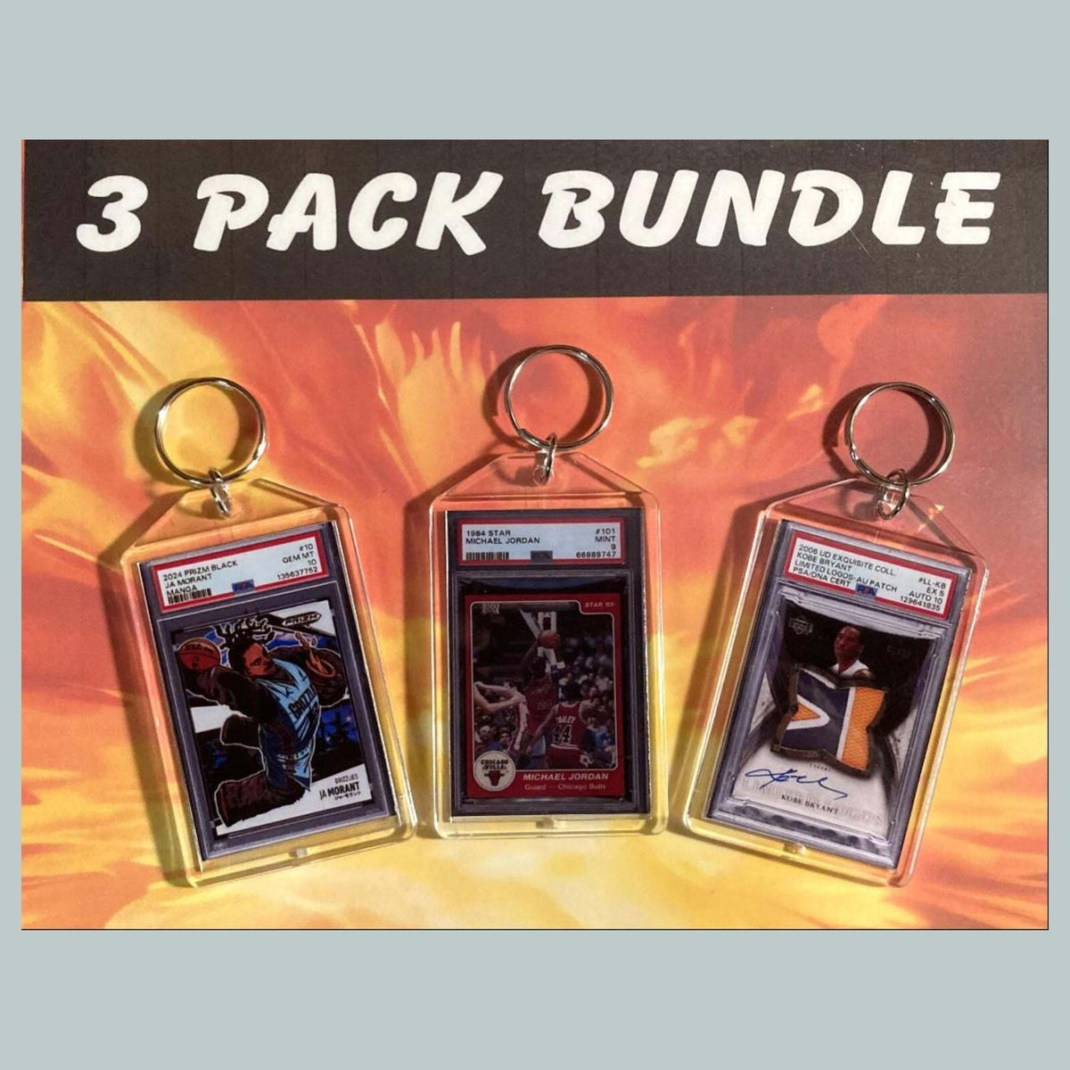 3637B Ja Morant-Jordan-Kobe 3 Pack Custom Hand Made Keychain