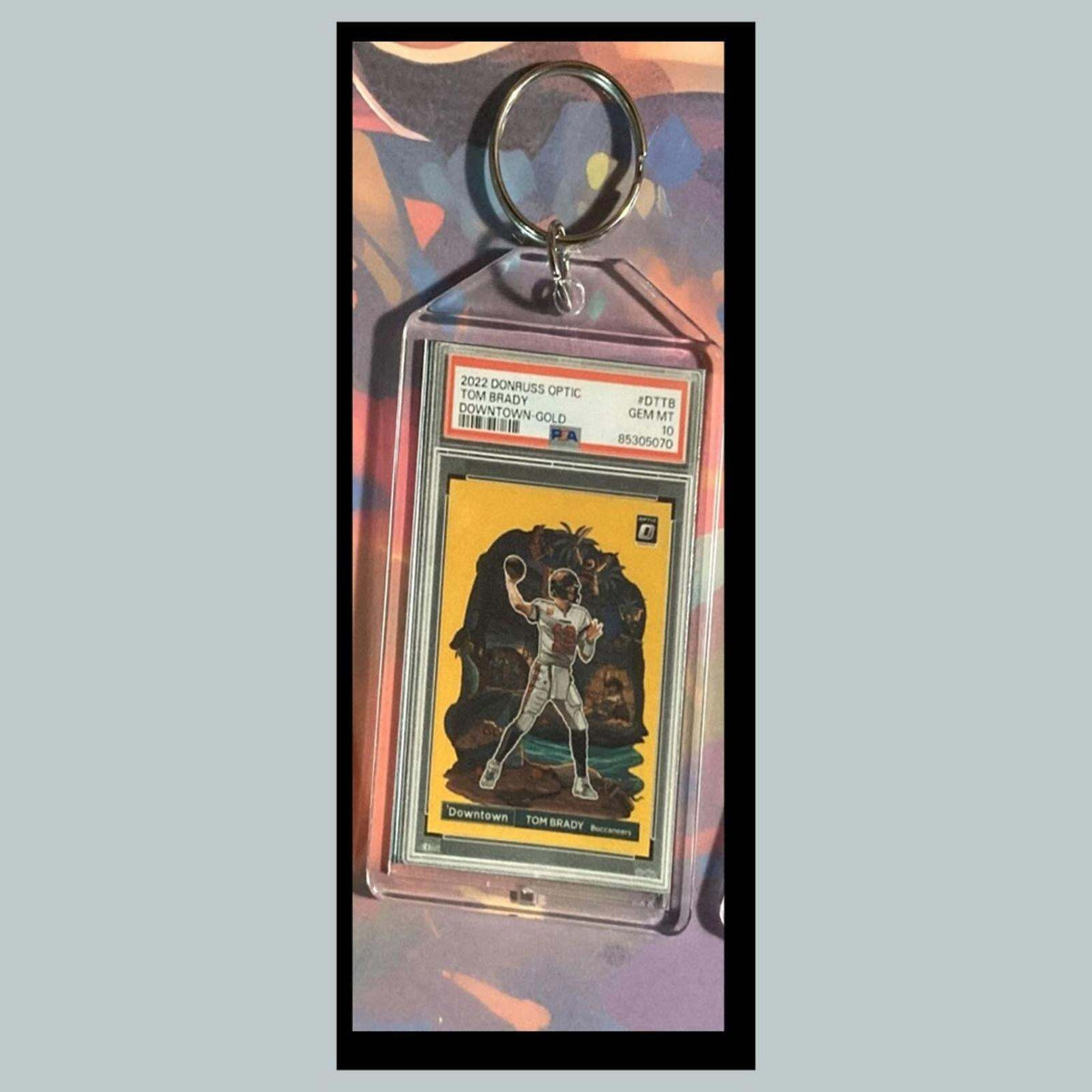 3416 Tom Brady 2022 Panini Donruss Optic Downtown Gold Custom Keychain - Gift