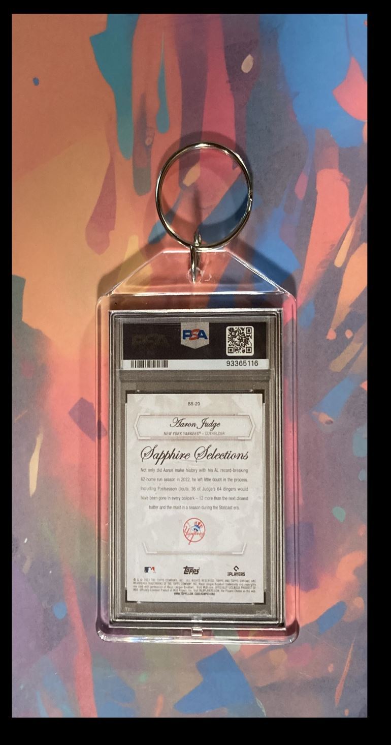 3047 Aaron Judge 2023 Topps Sapphire SuperFractor Custom Keychain