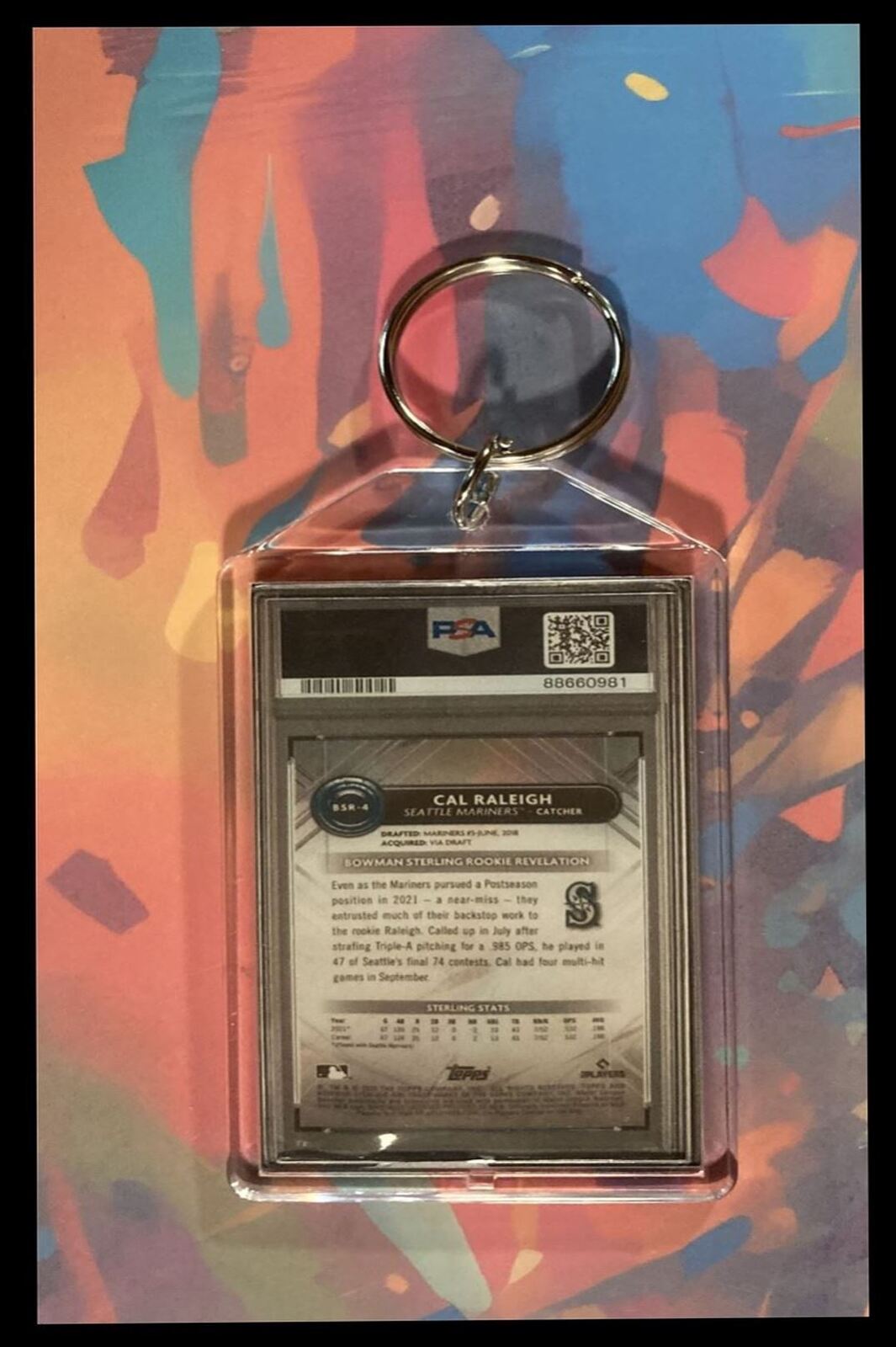 3063 Cal Raleigh 2022 Bowman Sterling SuperFractor Custom Keychain