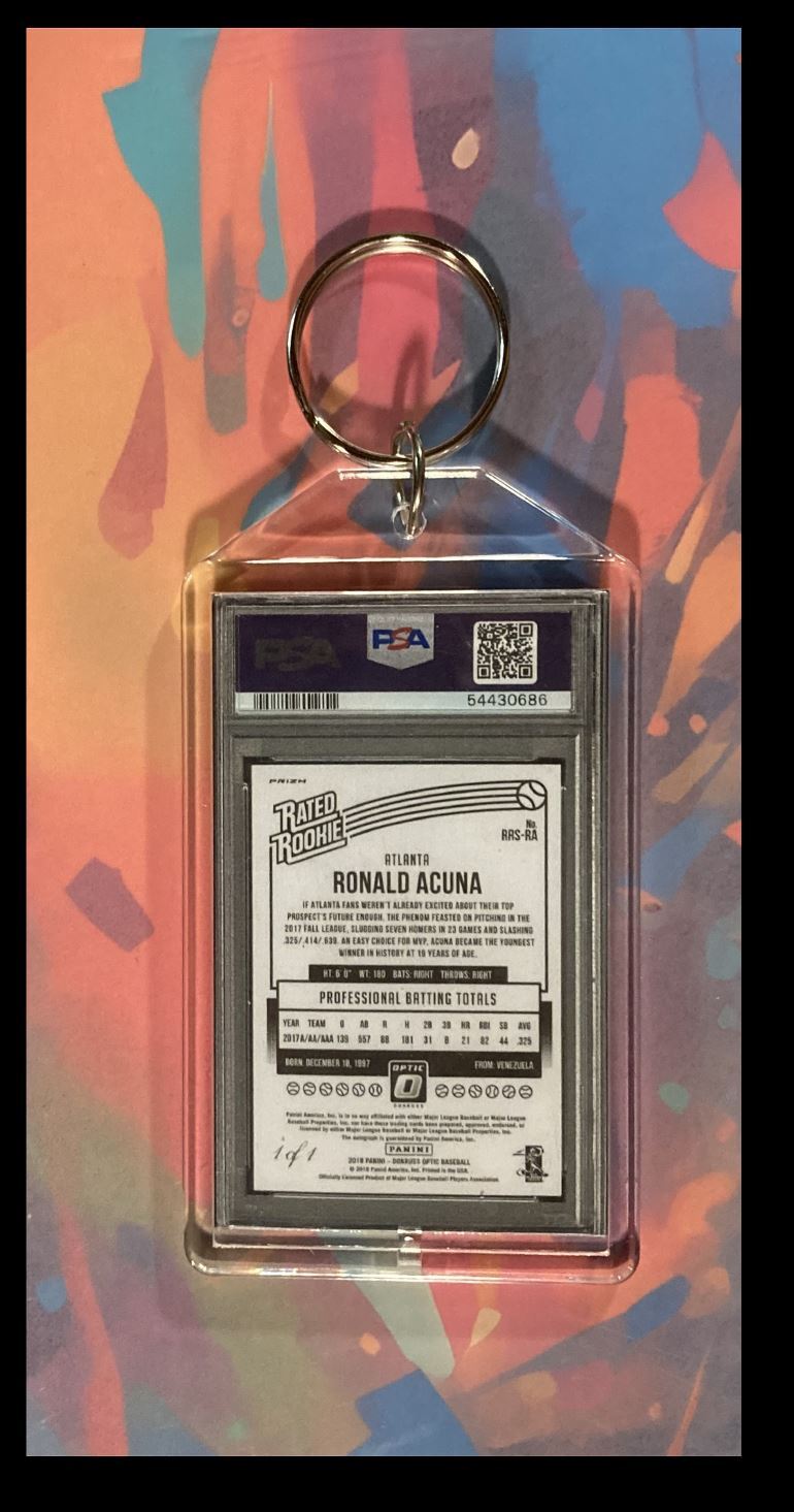 3064 Ronald Acuna 2018 Panini Optic SuperFractor Auto Custom Keychain