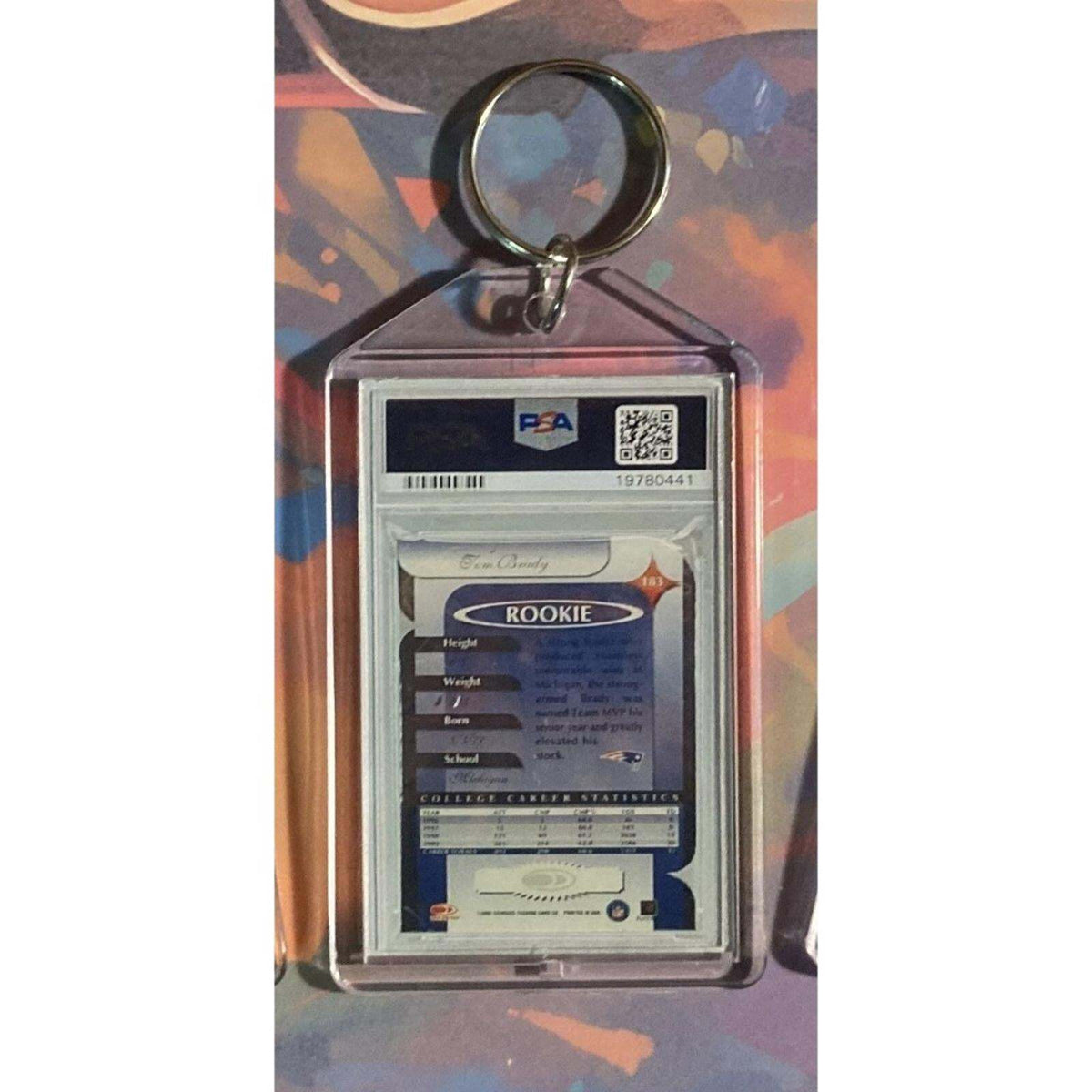 3265 Tom Brady 2000 Donruss Elite Status Custom Hand Made Novelty Keychain-Gift