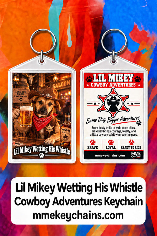 4839 Personalized Pet Pics Keychain Turn Your Dog Into a Cowboy – Saloon Night