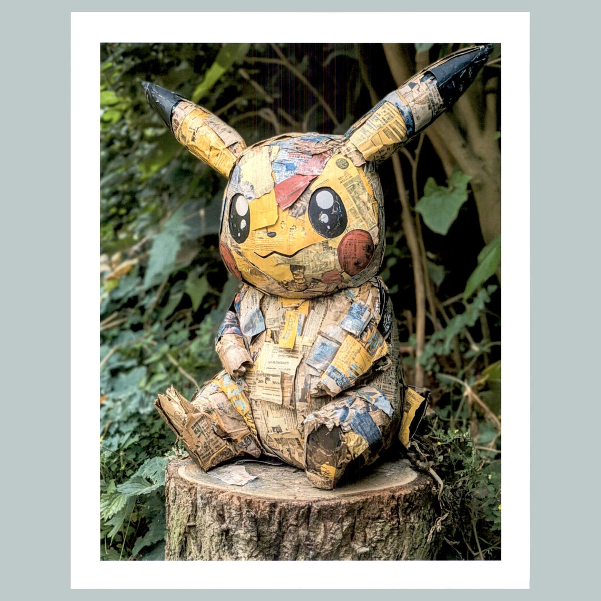 0407P 8X10 Pokemon Pikachu Torn Paper On Tree Stump Glossy Photo Fast Shipping