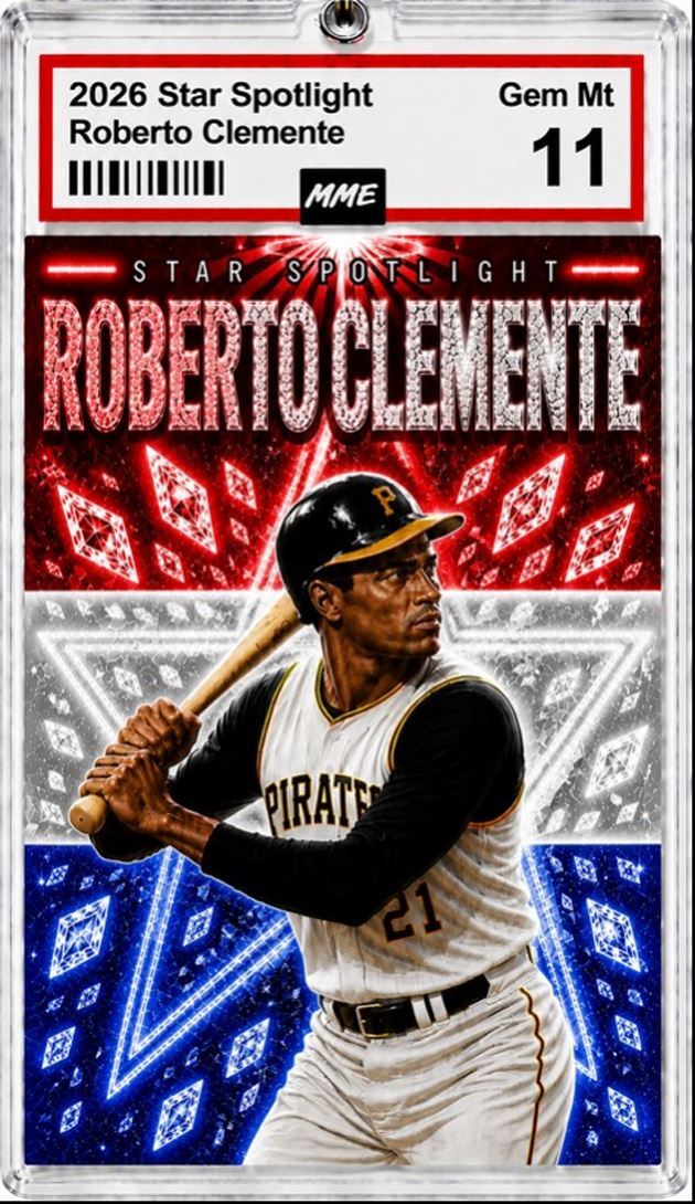 2951 Roberto Clemente Keychain Spotlight Red-White-Blue Custom Photo Keychain