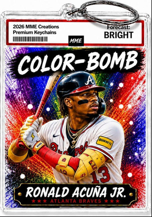 3898 Ronald Acuna Jr Keychain | Color-Bomb Custom Photo Keychain With Nameplate