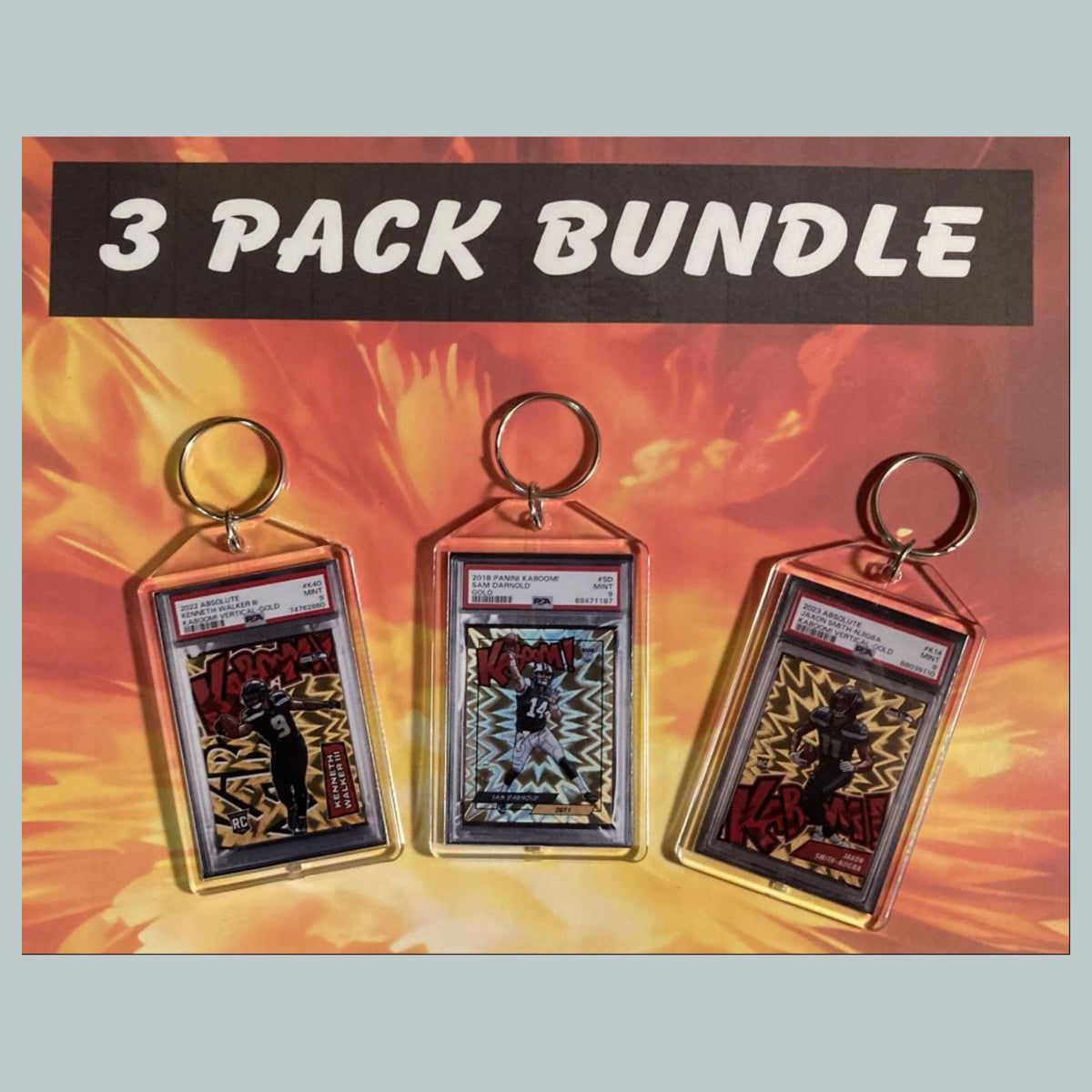 3779B Sam Darnold-Walker-Smith All Kabooms 3 Pack Bundle Hand Made Keychains