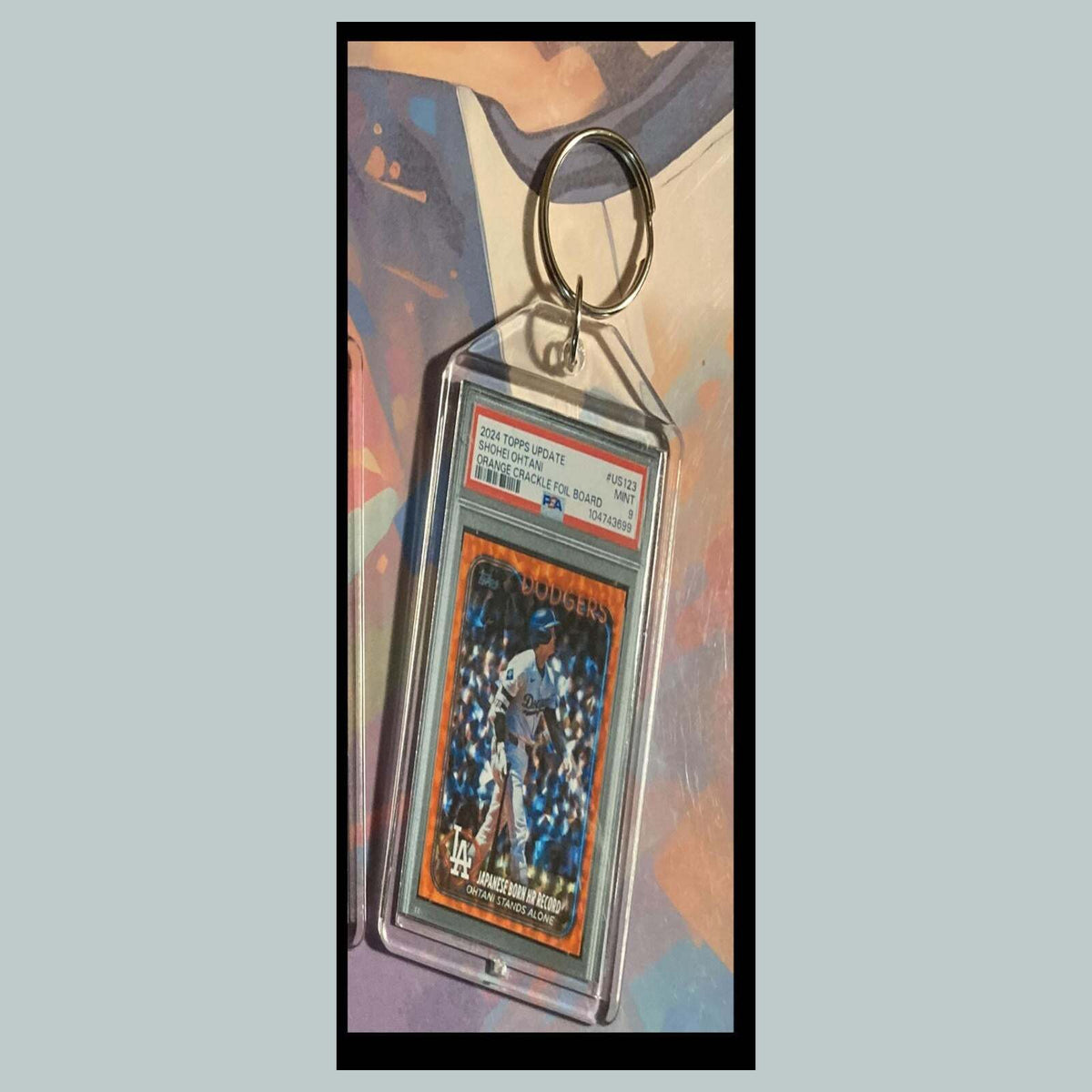 3459 Shohei Ohtani 2024 Update Japanese Born HR Record Orange Crackle Keychain