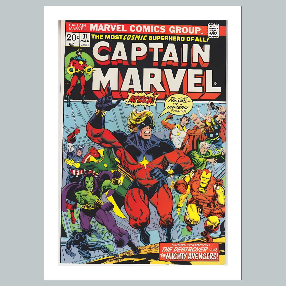 1905 Captain Marvel 8x10 Glossy Photo Comic Book Cover Fast-Secure Shipping