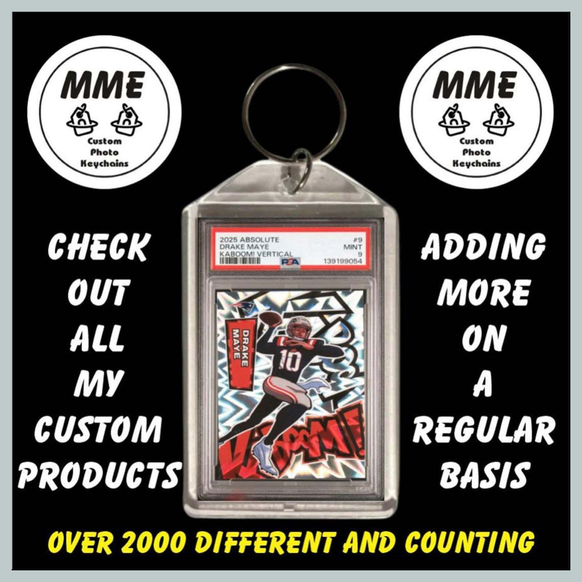 3708 Drake Maye 2025 Absolute Kaboom Custom Hand Made Keychain Great Gift