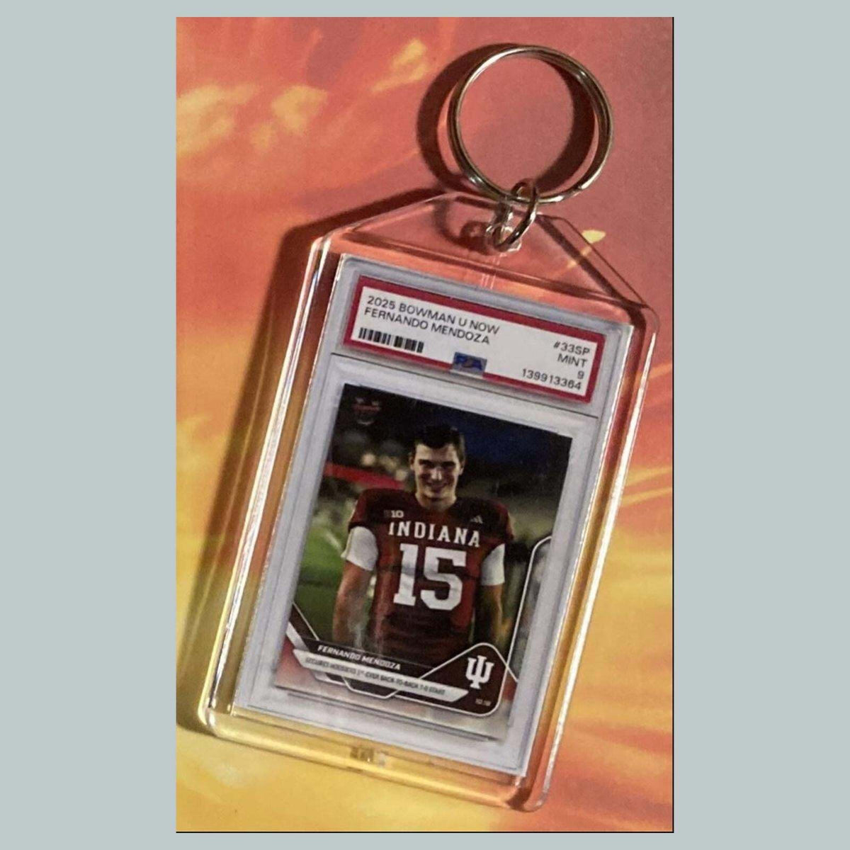 3725 Fernando Mendoza 2025 Bowman U Custom Hand Made Keychain