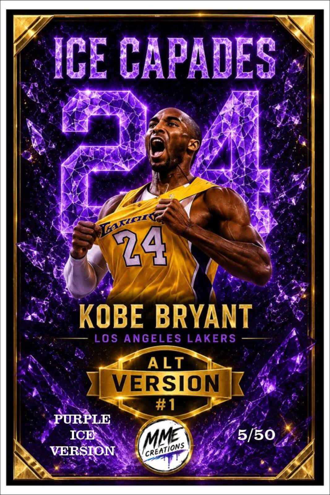 2628 Kobe Bryant Zoom Art | Purple Ice Capades 5 Print Set Numbered to /50 BKL