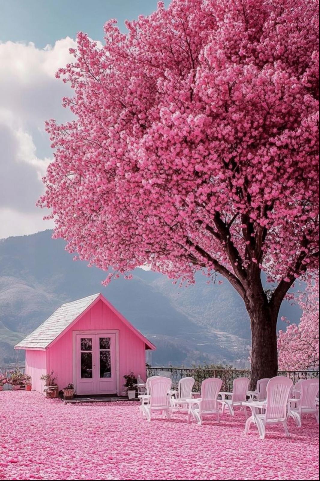 1293 8x10 Glossy Photo Pink House and Tree Fast-Secure Shipping MS