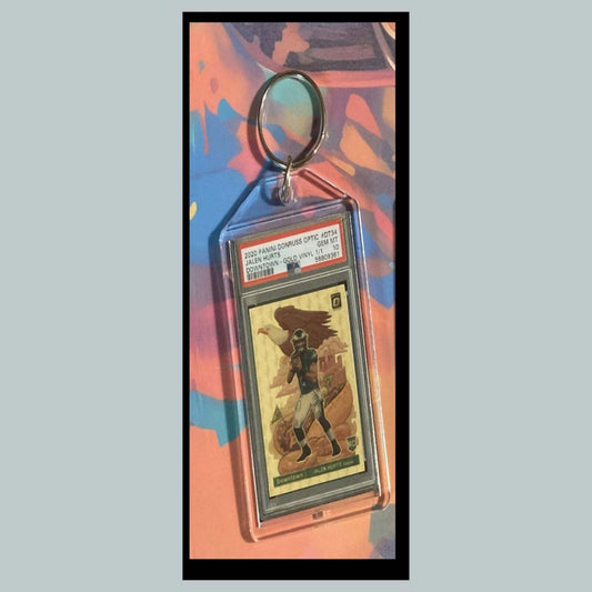 3422 Jalen Hurts 2020 Panini Donruss Optic Downtown Gold Vinyl Custom Keychain