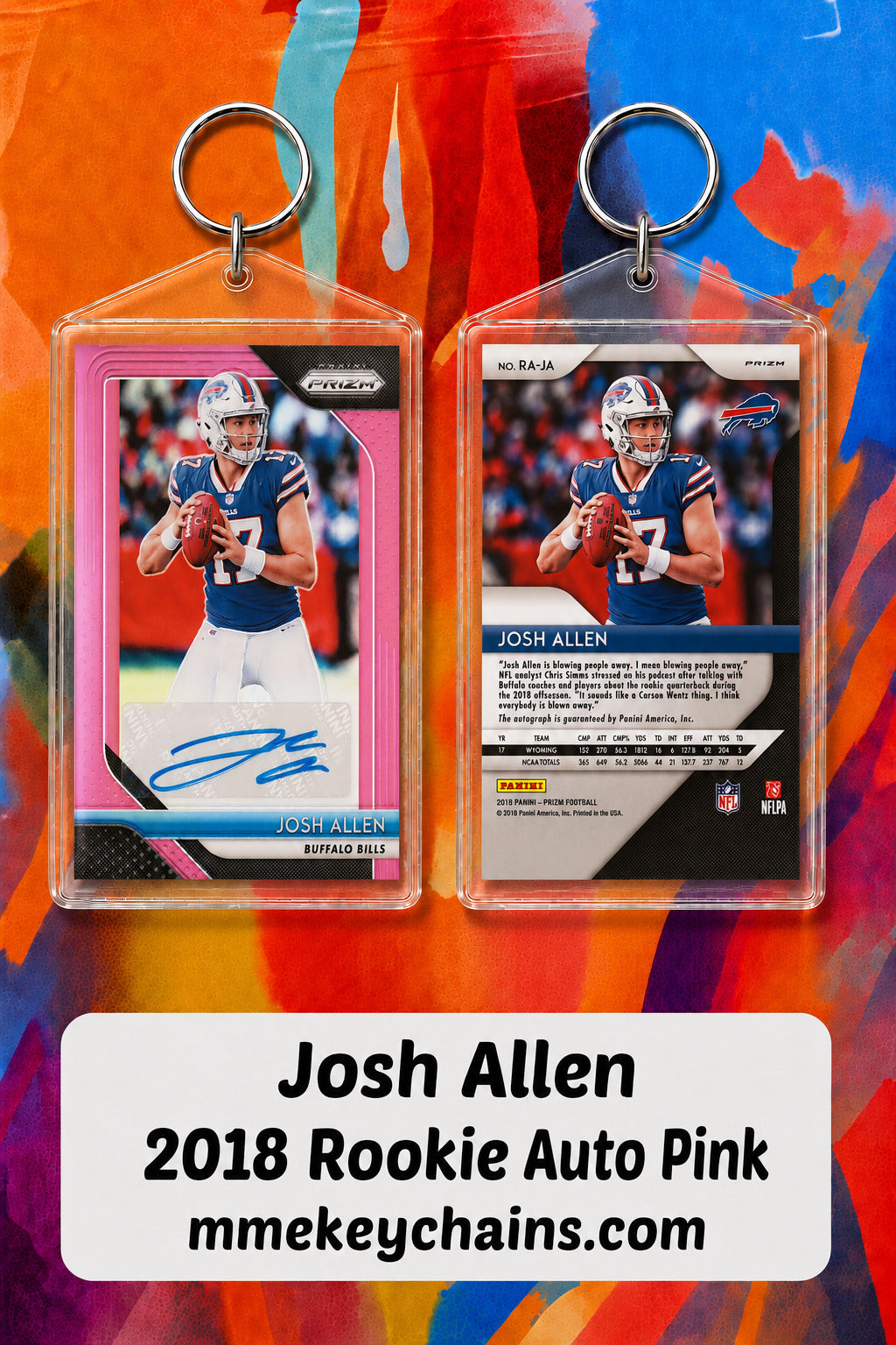4144 Josh Allen 2018 Rookie Auto Pink Novelty Keychain