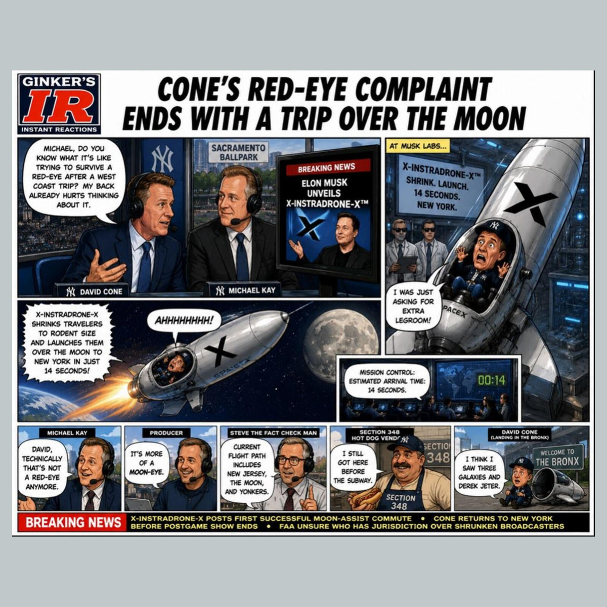 2771 David Cone Red Eye Flight Ginker’s Instant Reactions 8X10 Print