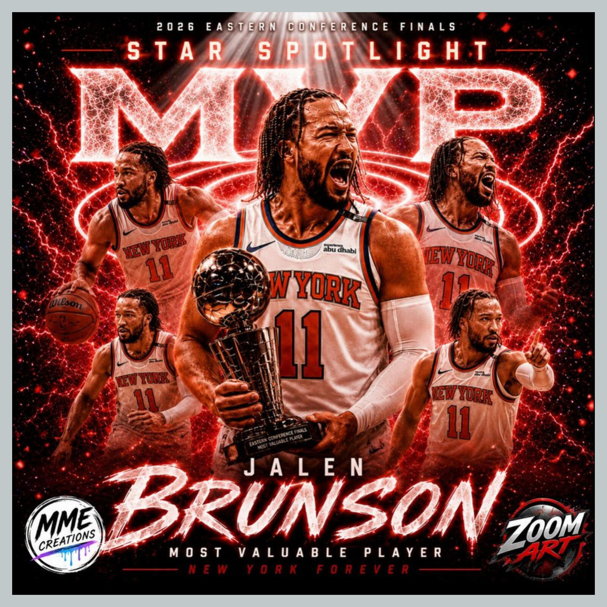 2700 Jalen Brunson MVP Red Ice Edition Knicks 8X10 Zoom Art Giclée Print /5