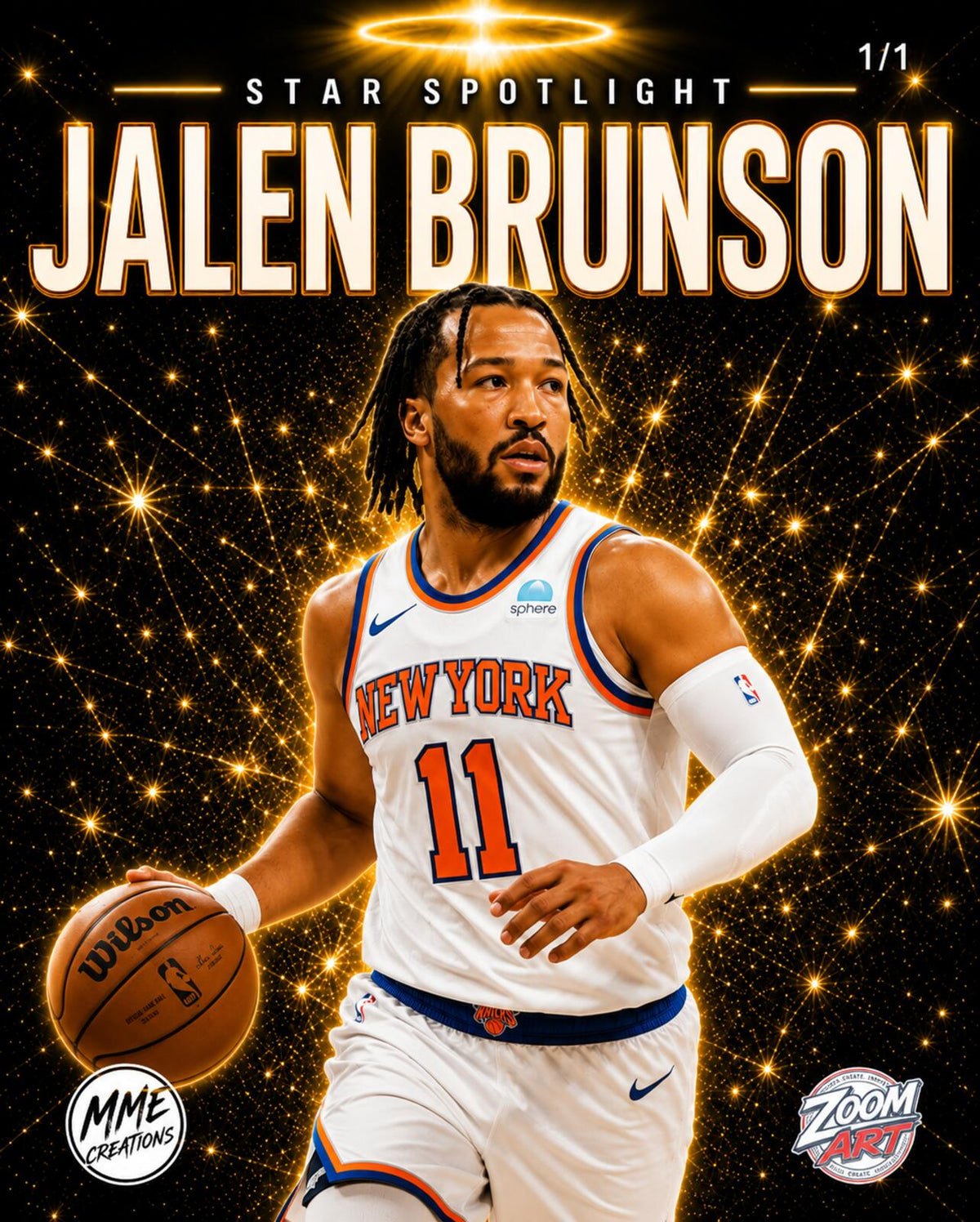 2707 Jalen Brunson Base Edition Knicks Basketball Champs 8X10 Zoom Art Print