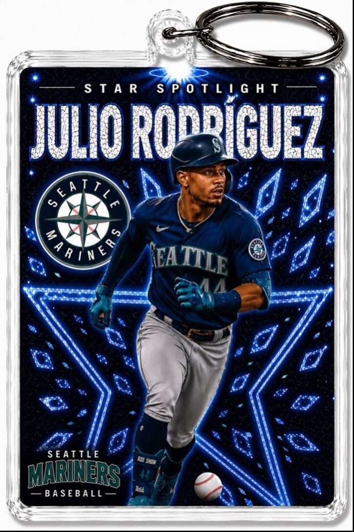 3996 Julio Rodriguez Keychain Blue Spotlight Premium Keychain No Nameplate