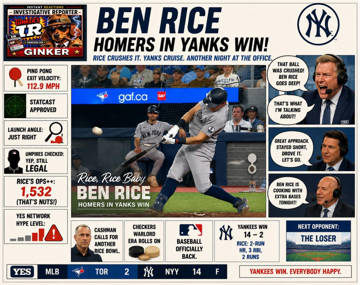 2855  "Rice, Rice, Baby" -Ben Rice Homers Bigly Ginker’s Instant Reactions 8X10