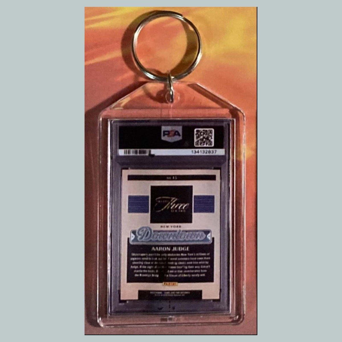 3597 Aaron Judge 2025 Panini Three and Two Downtown Custom Made Keychain